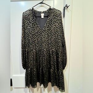 H&M black and gold metallic dress